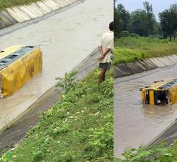 स्कुल बस नहरमा खसेर दुर्घटना , १५ बिद्यार्थी घाइते